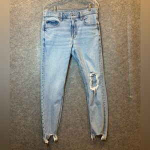 American Eagle Womens Jeans Size 12 90’s Skinny Stretch Ripped Boho Rocker Blue